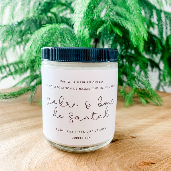 Bougie artisanale - Ambre & Bois de Santal